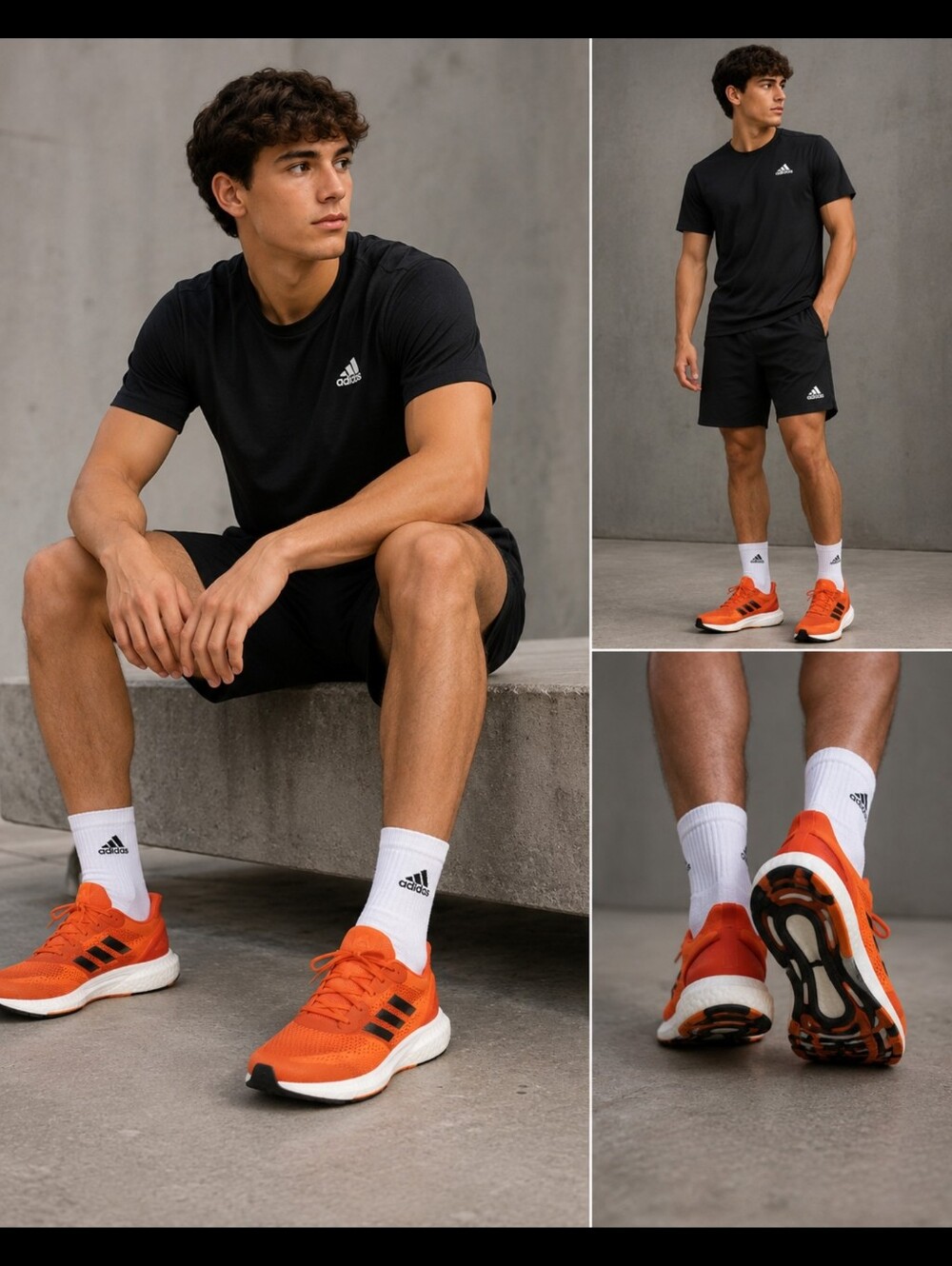 Adidas Orange Running Shoes with Black Stripes  M10.5